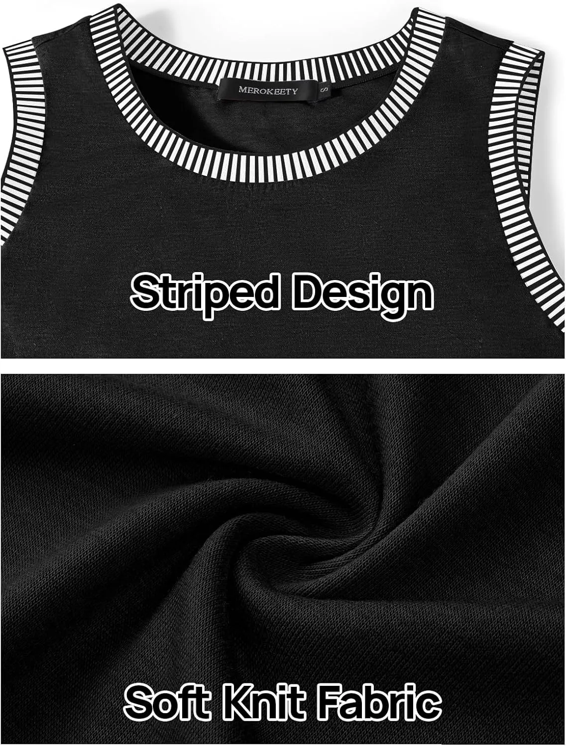 MEROKEETY Women's 2025 Summer Casual Sleeveless Tank Top Crew Neck Striped Color Block T Shirts