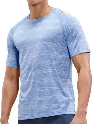 MIER Mens T Shirts Short Sleeve Quick Dry Active Tee for Running Workout Gym, Stripe