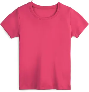 Mightly Girls' Rib Scooped Neck Short Sleeve T Shirts | 100% Organic Cotton, Colorful Casual Stylish Clothes