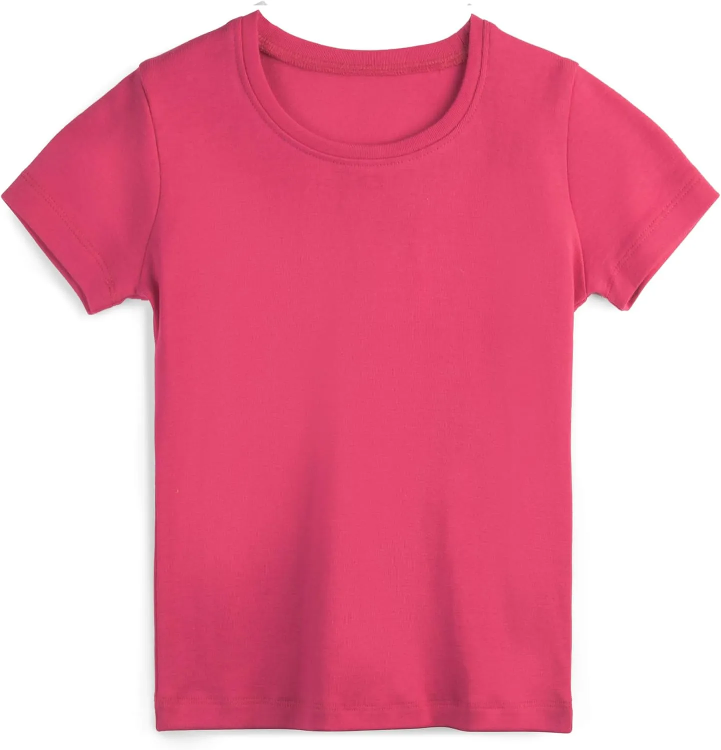 Mightly Girls' Rib Scooped Neck Short Sleeve T Shirts | 100% Organic Cotton, Colorful Casual Stylish Clothes