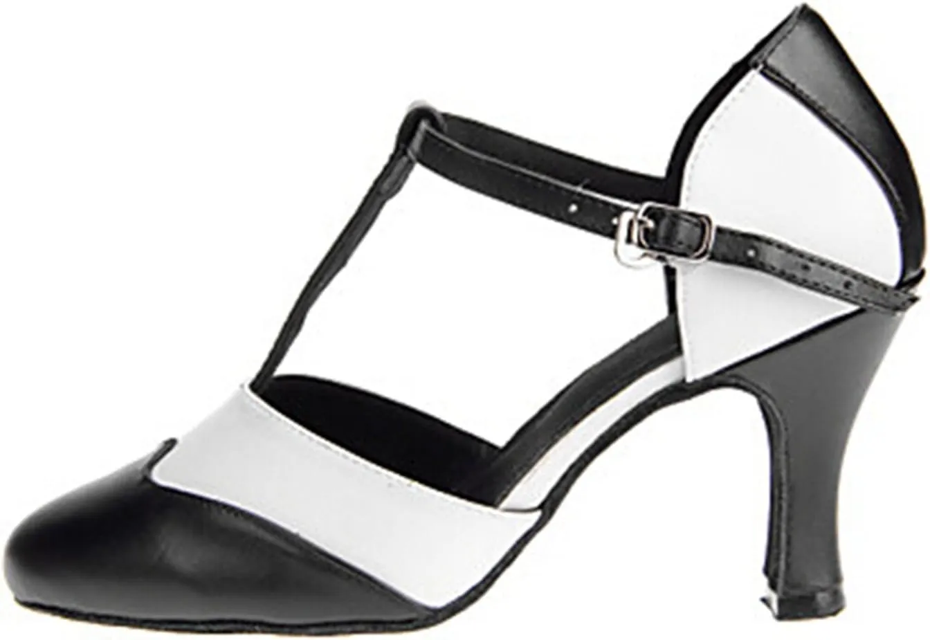Minishion Women's TH036 T-Strap Leather Wedding Ballroom Latin Taogo Dance Pumps Shoes