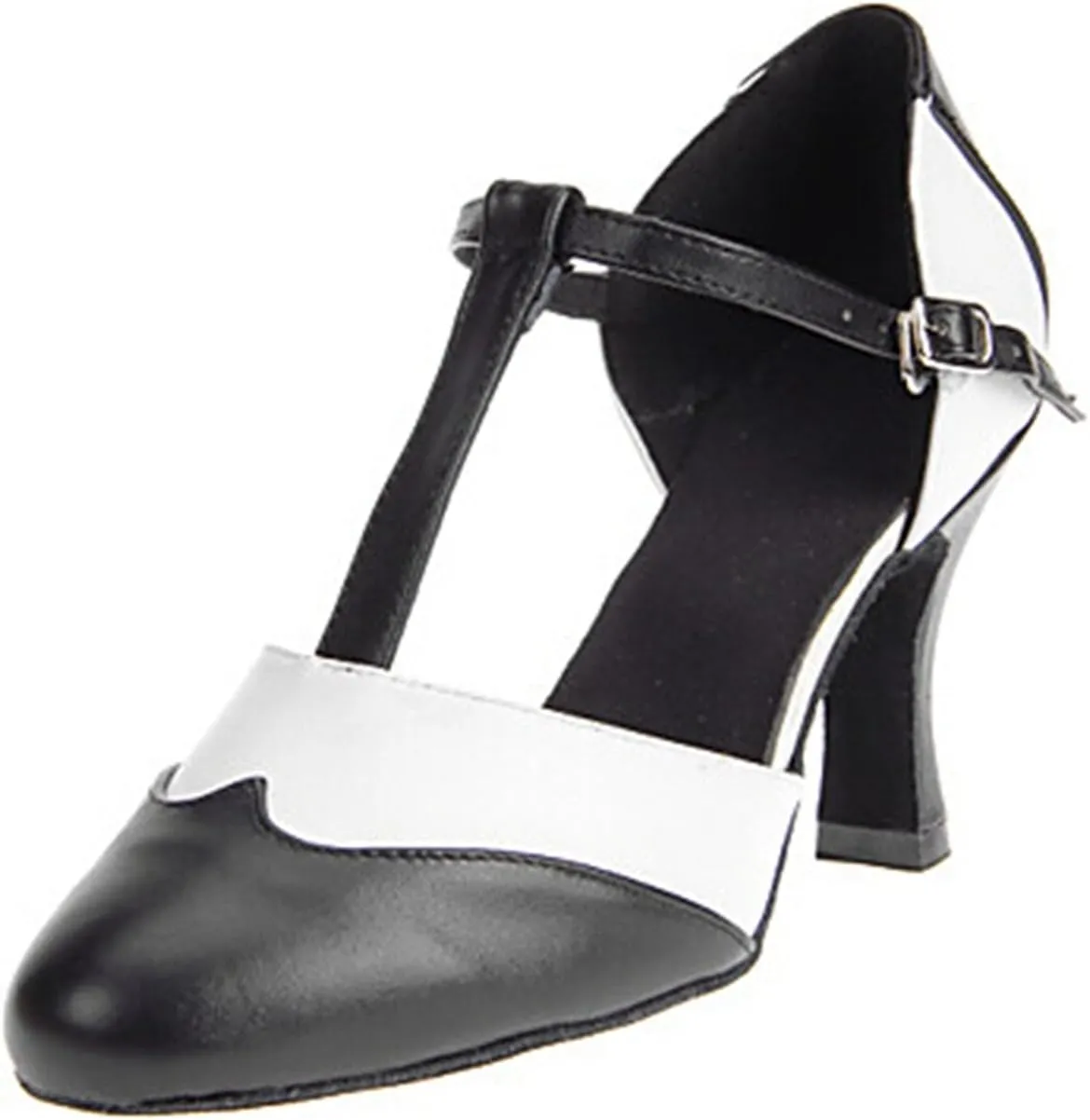 Minishion Women's TH036 T-Strap Leather Wedding Ballroom Latin Taogo Dance Pumps Shoes