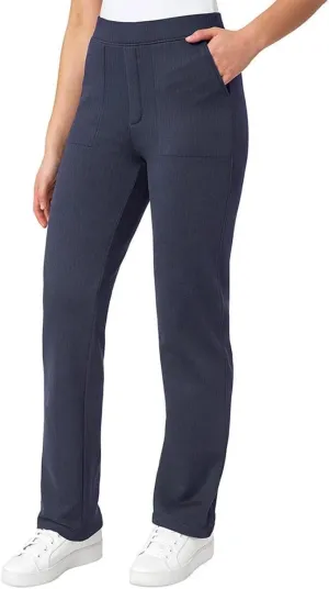 Mondetta Women's Pull-On Herringbone Straight Leg Pants