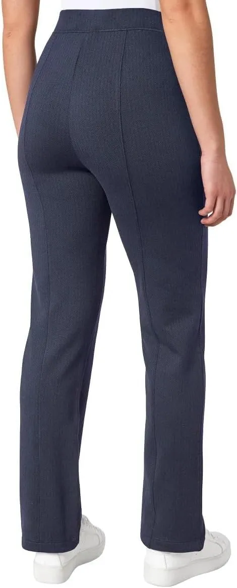 Mondetta Women's Pull-On Herringbone Straight Leg Pants