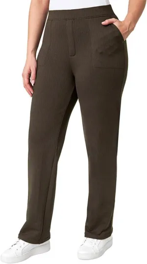 Mondetta Women's Pull-On Herringbone Straight Leg Pants