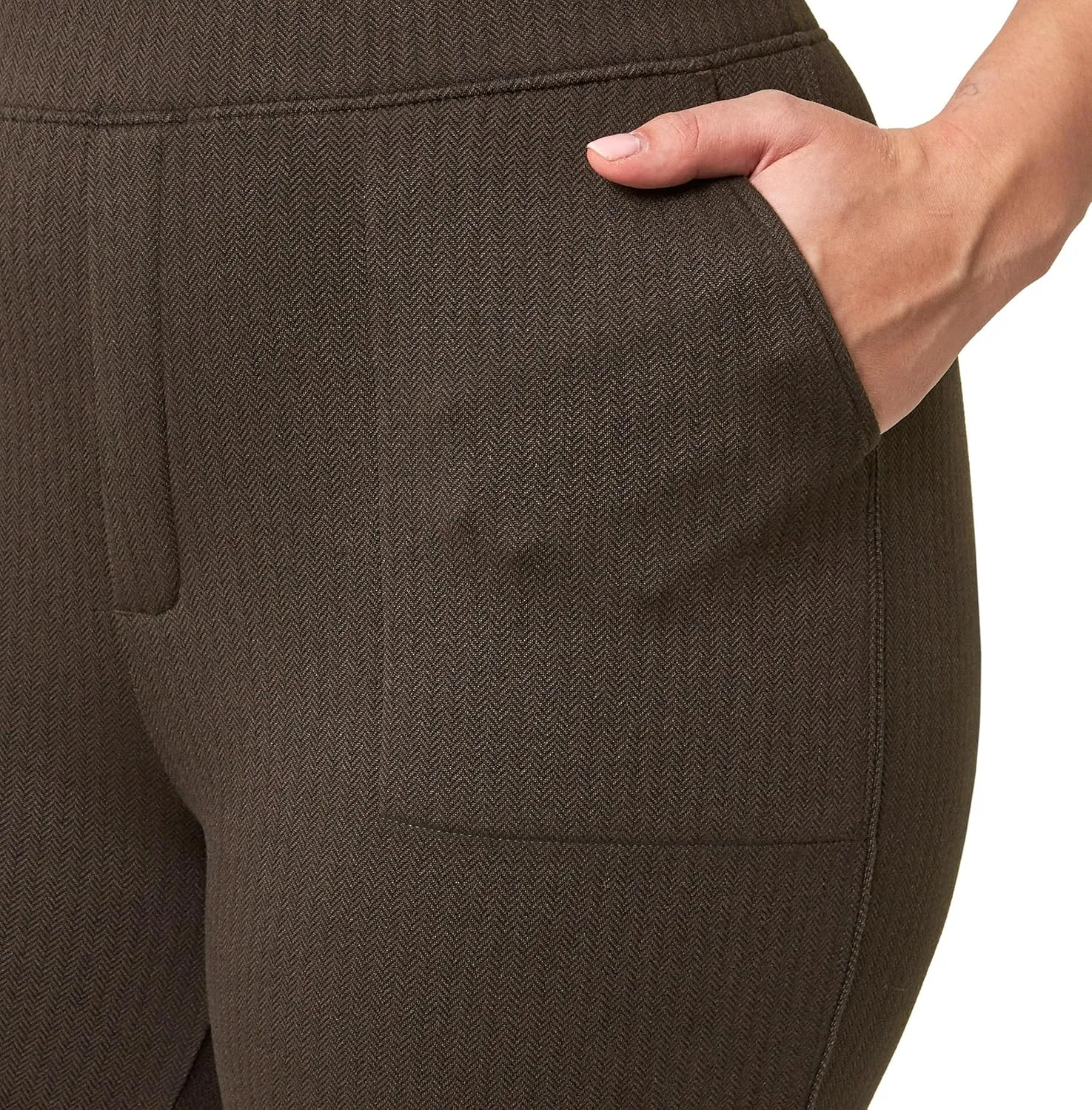 Mondetta Women's Pull-On Herringbone Straight Leg Pants