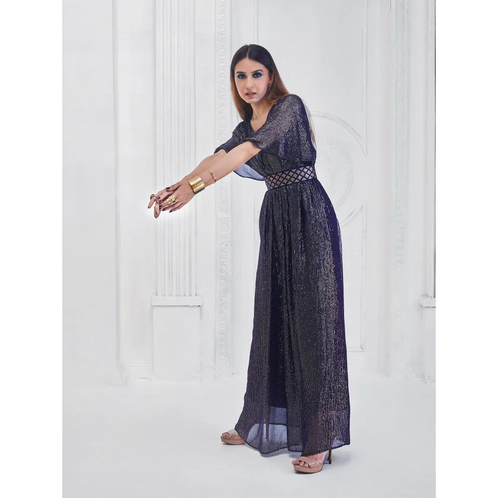 MONK & MEI Christina Jumpsuit and Belt- Blue