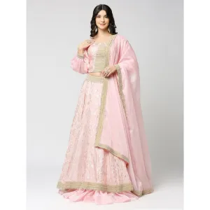 MONK & MEI Handcrafted Lehenga with Blouse & Dupatta - Blush Pink (Set of 3)
