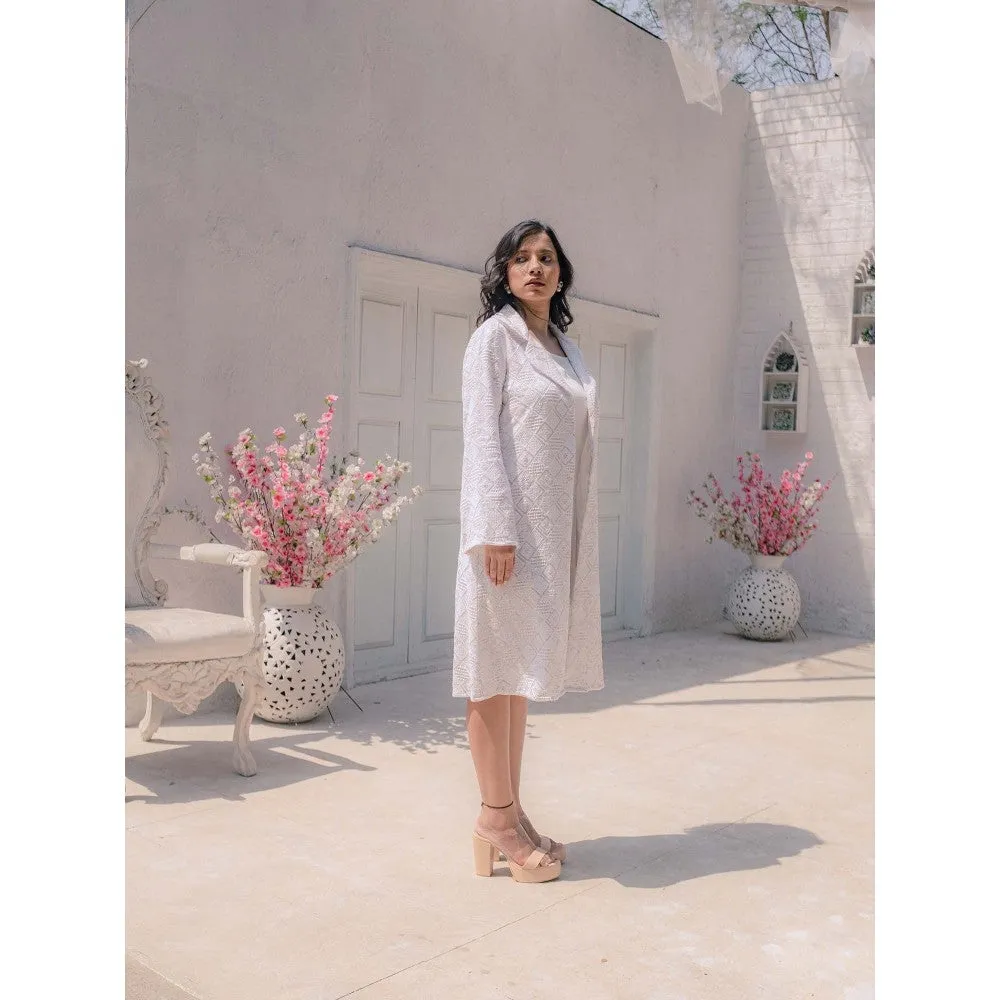 MONK & MEI Heer Chikankari Jacket- White