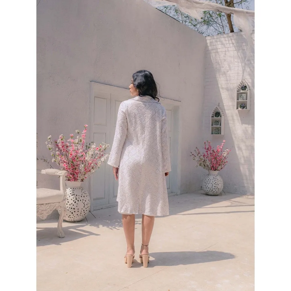 MONK & MEI Heer Chikankari Jacket- White