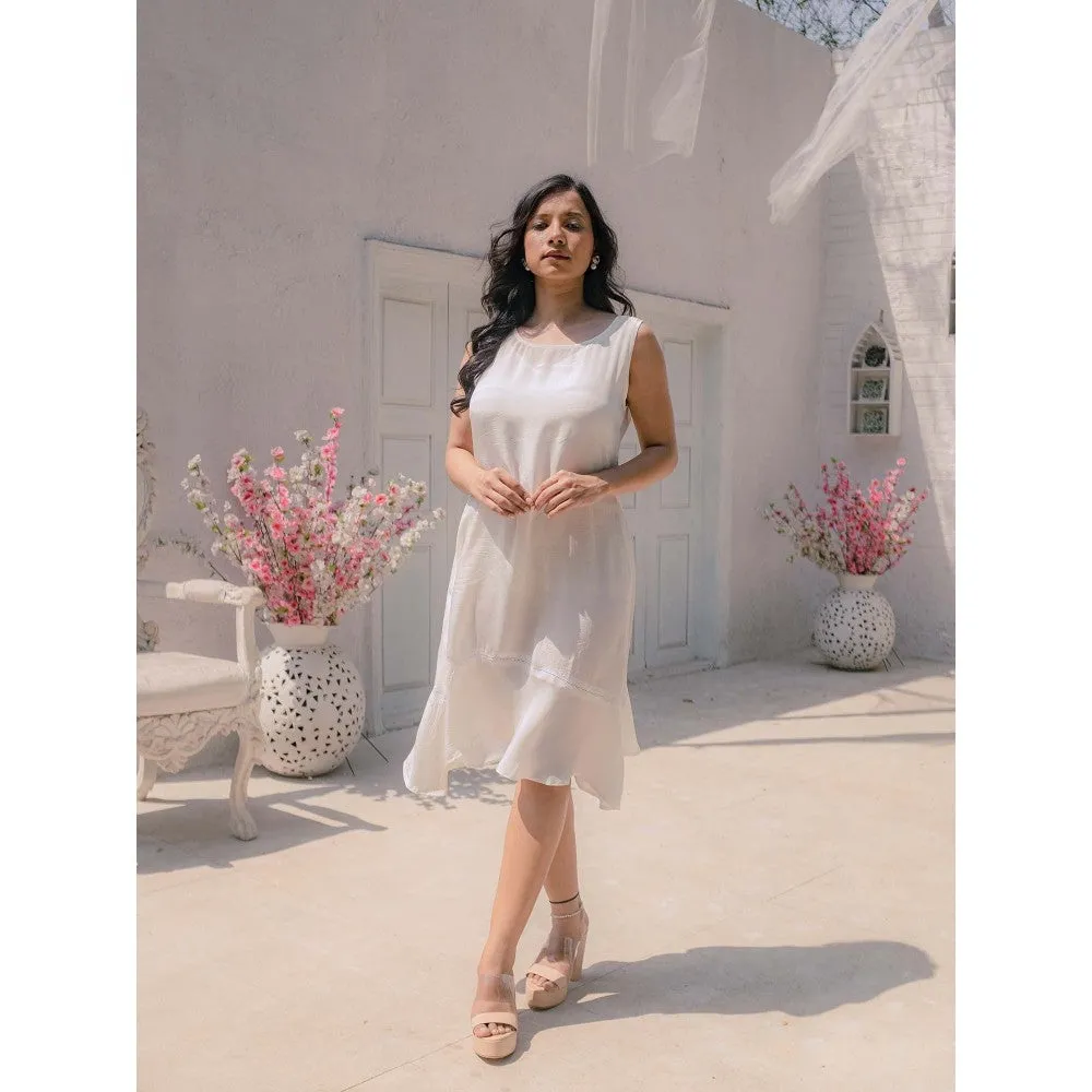 MONK & MEI Heer Dress & Chikankari Jacket- White (Set of 2)