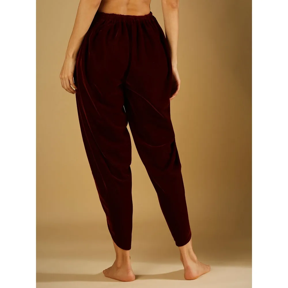 Monk & Mei Tamanna-Dhoti Pant -Maroon