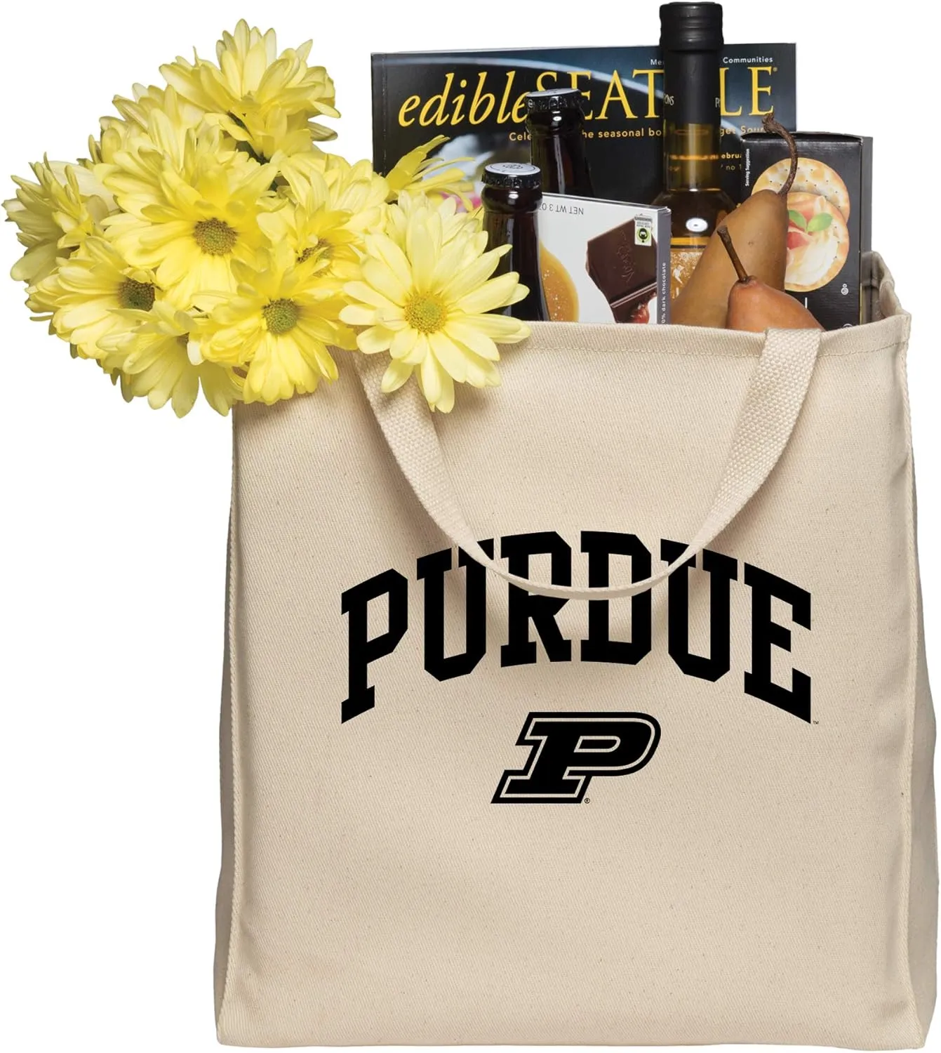 NCAA Arch Logo, Team Color Canvas Reusable Grocery Tote Bag, College, University
