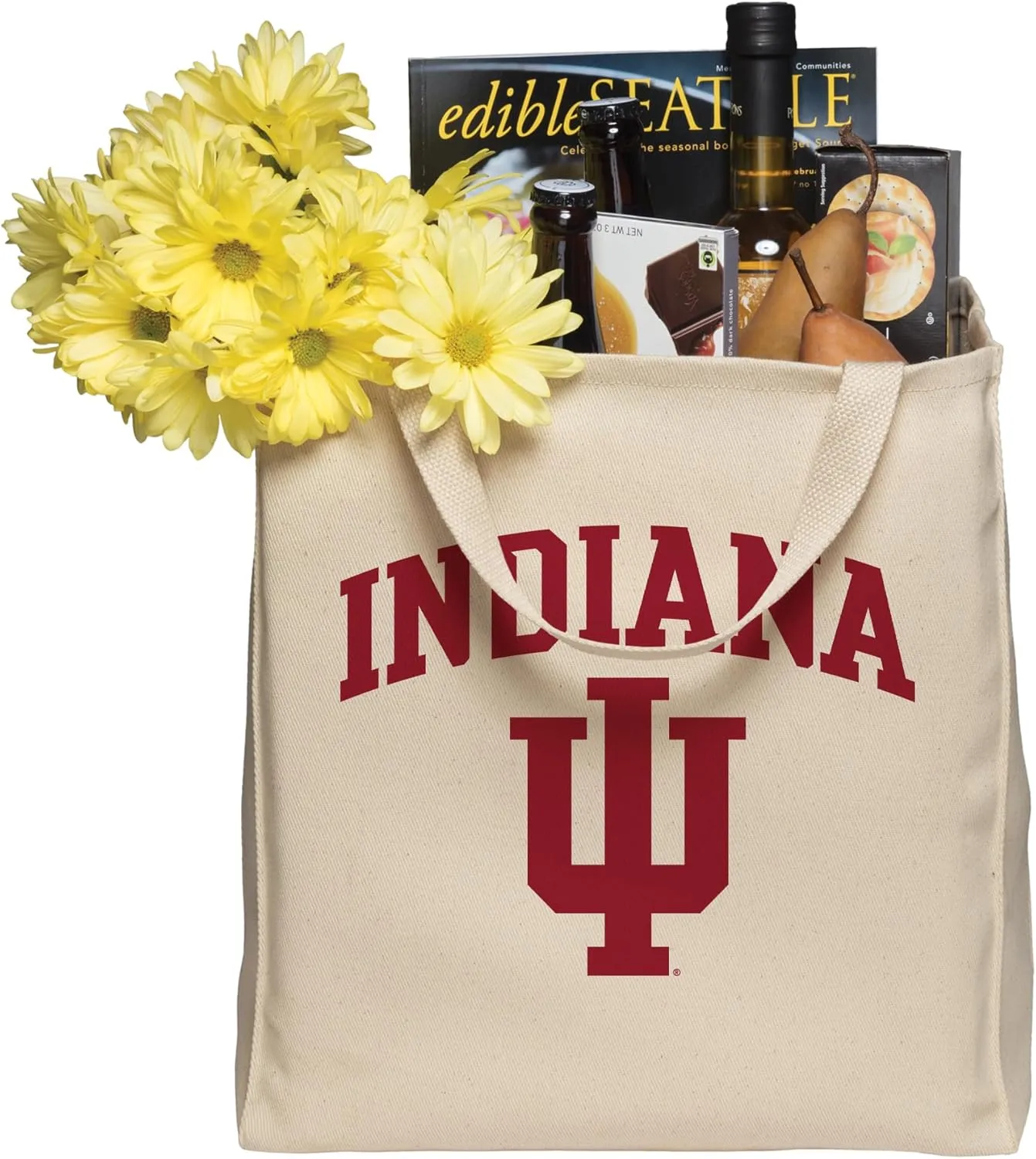 NCAA Arch Logo, Team Color Canvas Reusable Grocery Tote Bag, College, University
