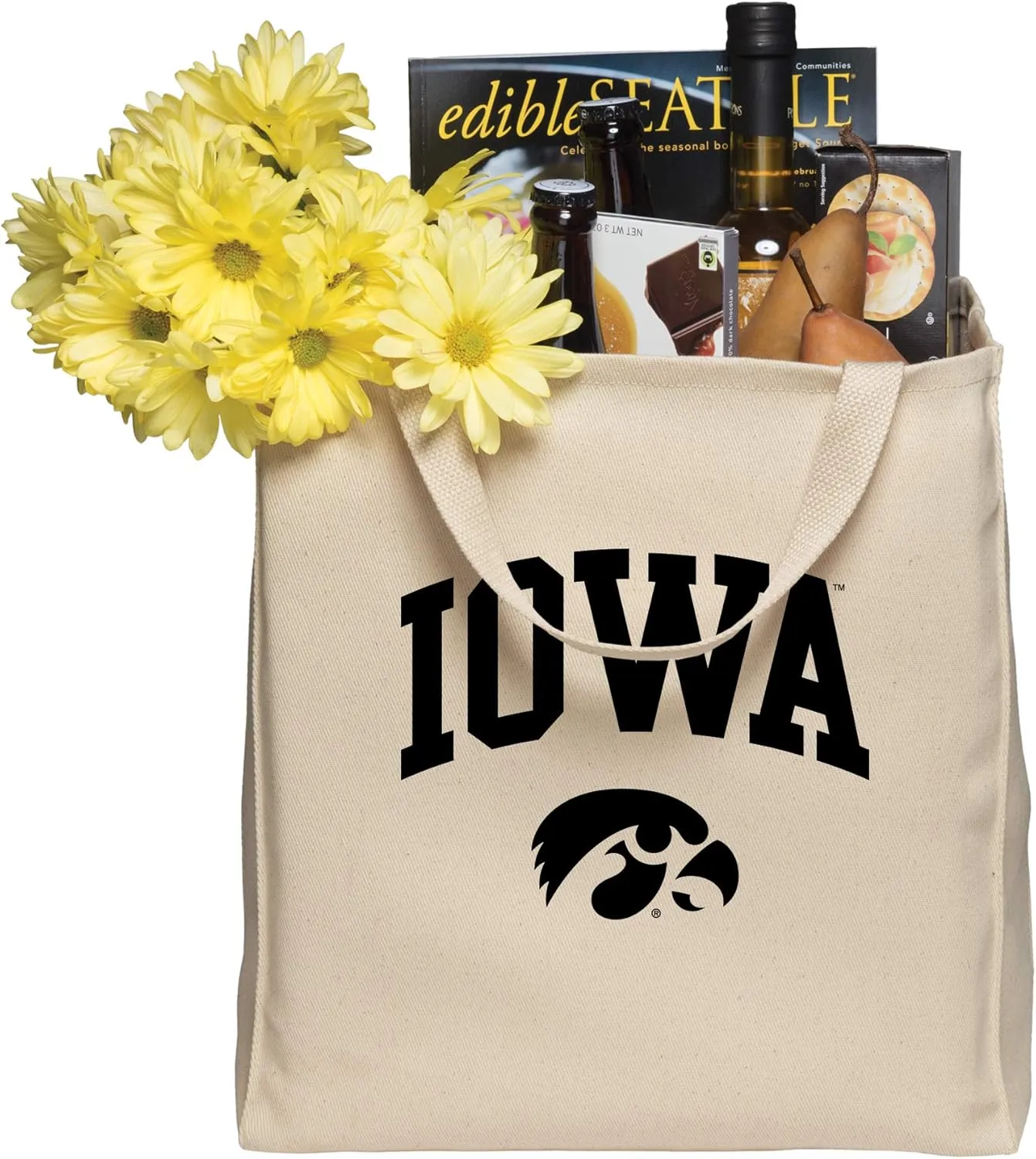 NCAA Arch Logo, Team Color Canvas Reusable Grocery Tote Bag, College, University