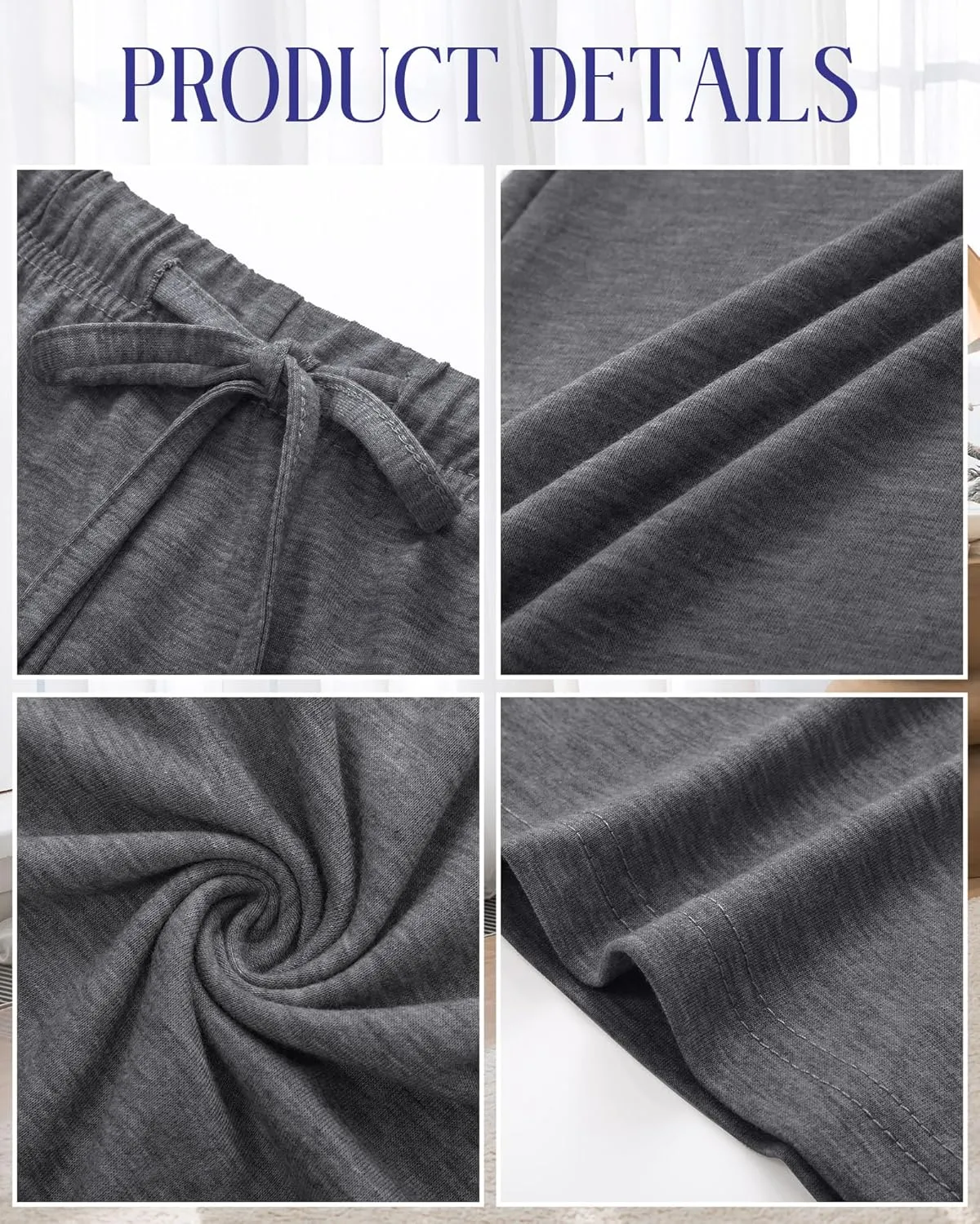 Neer 3 Pack Women's Wide Leg Palazzo Pants, High Waist Drawstring Sweatpants Flared Knit Yoga Pants Lounge Pants with Pockets