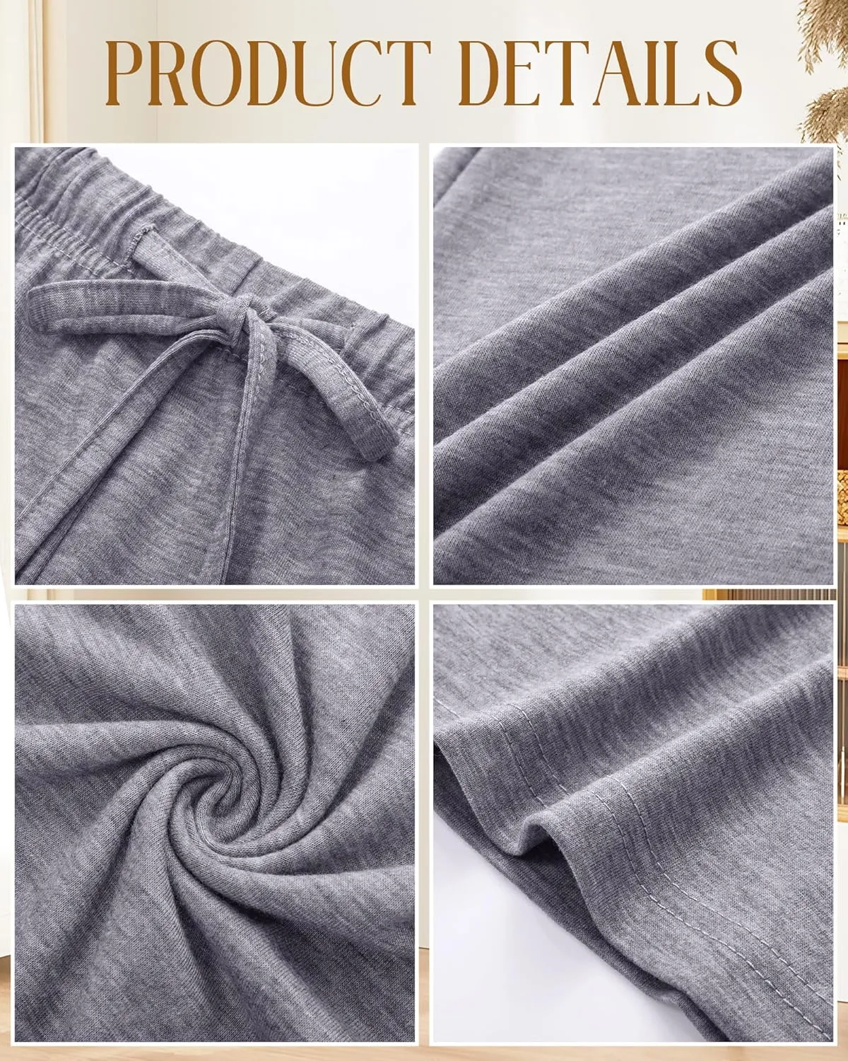 Neer 3 Pack Women's Wide Leg Palazzo Pants, High Waist Drawstring Sweatpants Flared Knit Yoga Pants Lounge Pants with Pockets