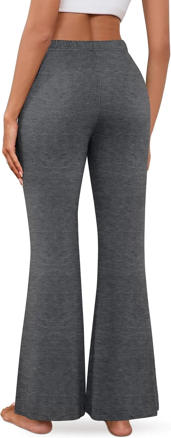 Neer 3 Pack Women's Wide Leg Palazzo Pants, High Waist Drawstring Sweatpants Flared Knit Yoga Pants Lounge Pants with Pockets