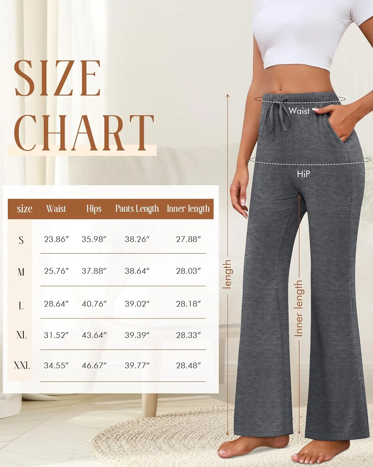Neer 3 Pack Women's Wide Leg Palazzo Pants, High Waist Drawstring Sweatpants Flared Knit Yoga Pants Lounge Pants with Pockets