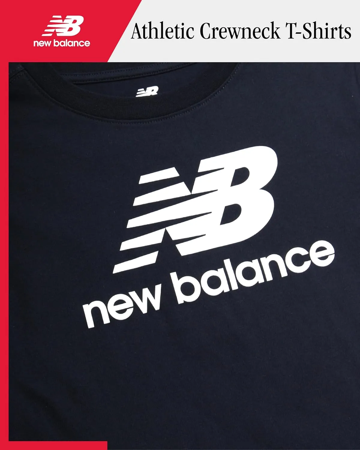 New Balance Boys' T-Shirt - Cotton Core Stacked Logo Shirt for Boys' - Kids Youth Athletic Crewneck Short Sleeve Tee (8-20)