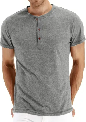 NITAGUT Mens Fashion Casual Front Placket Basic Long/Short Sleeve Henley T-Shirts