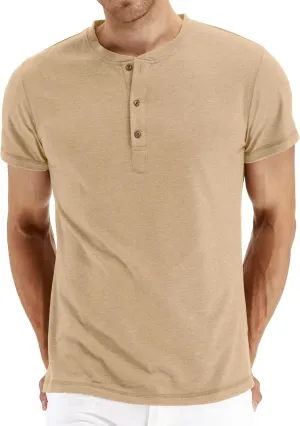 NITAGUT Mens Fashion Casual Front Placket Basic Long/Short Sleeve Henley T-Shirts