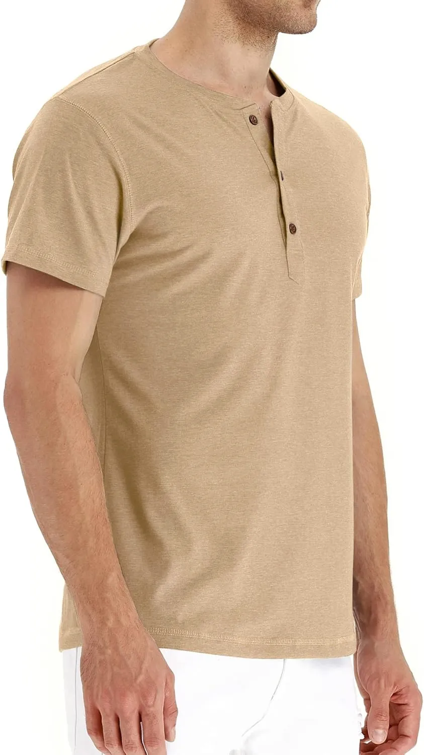 NITAGUT Mens Fashion Casual Front Placket Basic Long/Short Sleeve Henley T-Shirts