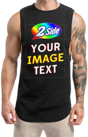O2TEE Custom Sleeveless T Shirts Front & Back Add Your Design Image Text Cool Dry Gym Tops