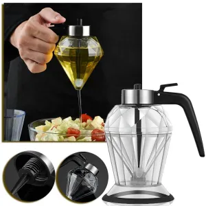 Oil Dispenser Diamond Shaped Glass Bottle with Drip-Free Spout