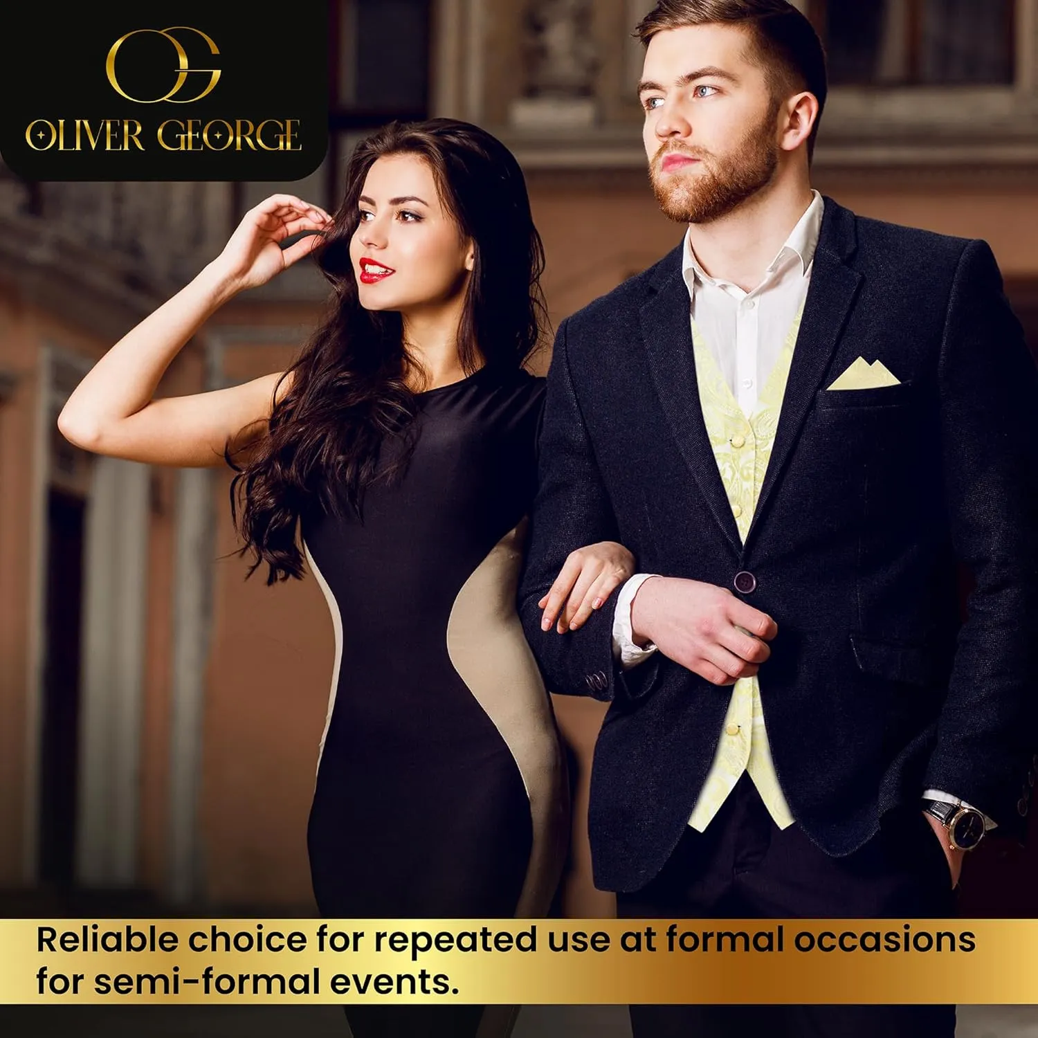 Oliver George Mens 3pc Formal Waistcoat Suit Dress Vest Floral Paisley and Necktie Pocket Square Wedding Set