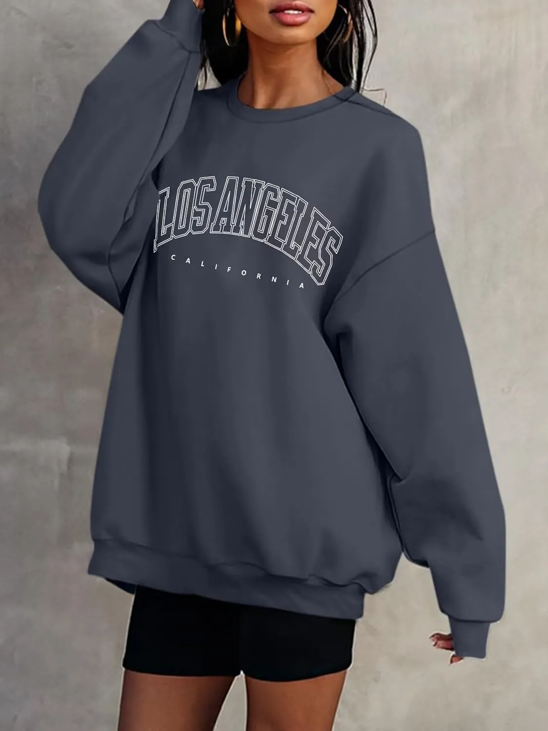 ORANDESIGNE Womens Casual Letter Graphic Print Long Sleeve Oversized Sweatshirt Tunic Tops Creweck Loose Tee T Shirts