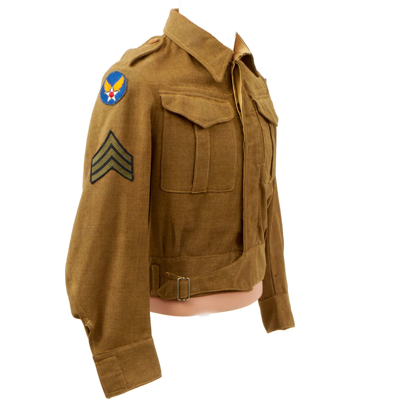Original British Made WWII U.S. Ike Jacket with Theater Made CBI Insignia - China/Burma/India