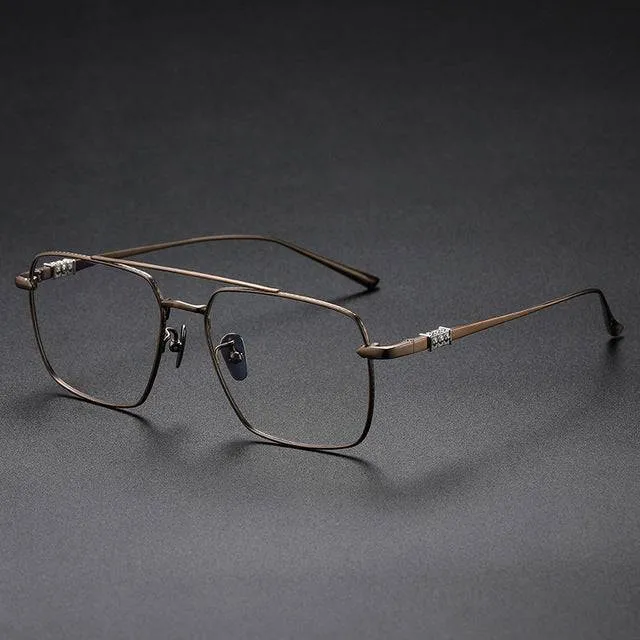 Oversized Frame Pilot Eyeglasses Gold Big Square frame Double Beam Spectacle frame