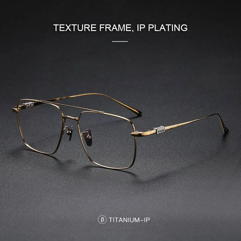 Oversized Frame Pilot Eyeglasses Gold Big Square frame Double Beam Spectacle frame