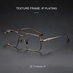 Oversized Frame Pilot Eyeglasses Gold Big Square frame Double Beam Spectacle frame