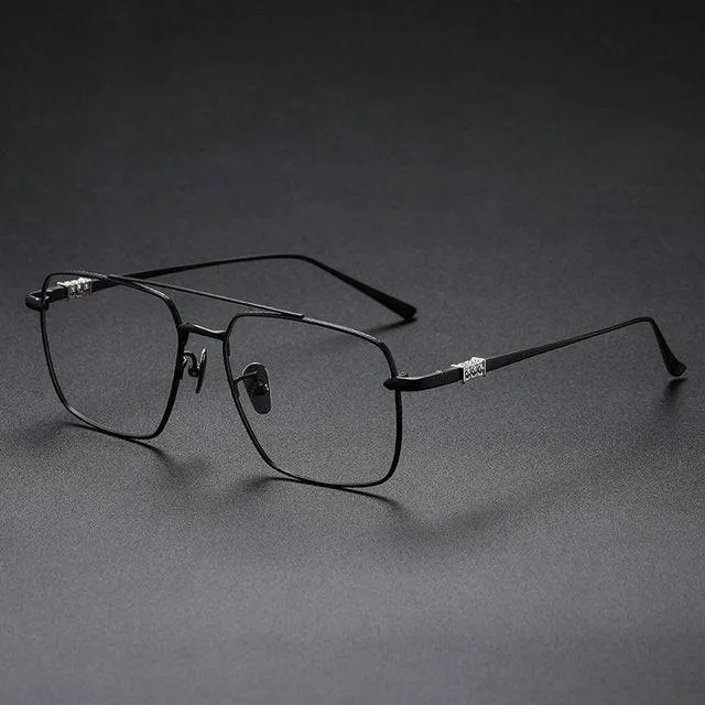 Oversized Frame Pilot Eyeglasses Gold Big Square frame Double Beam Spectacle frame