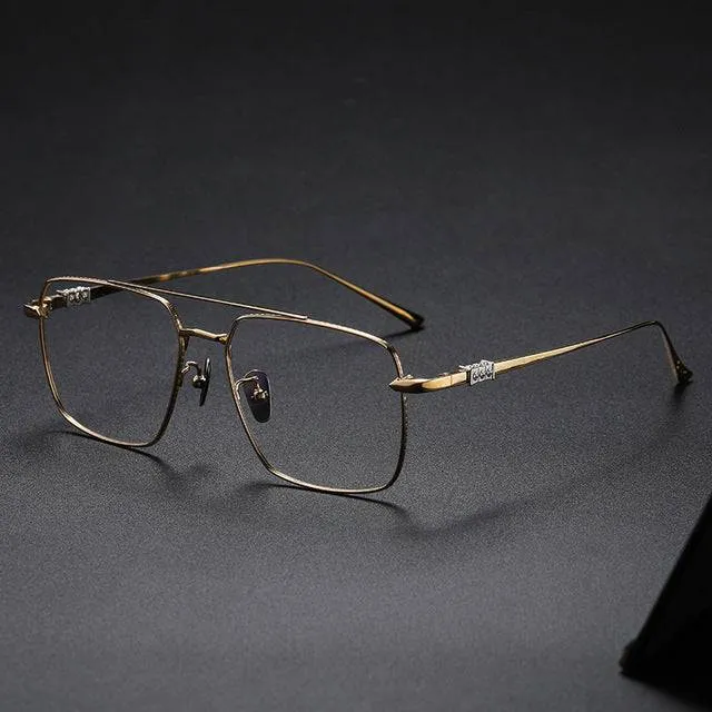 Oversized Frame Pilot Eyeglasses Gold Big Square frame Double Beam Spectacle frame