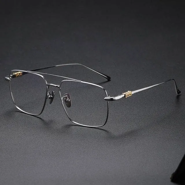 Oversized Frame Pilot Eyeglasses Gold Big Square frame Double Beam Spectacle frame
