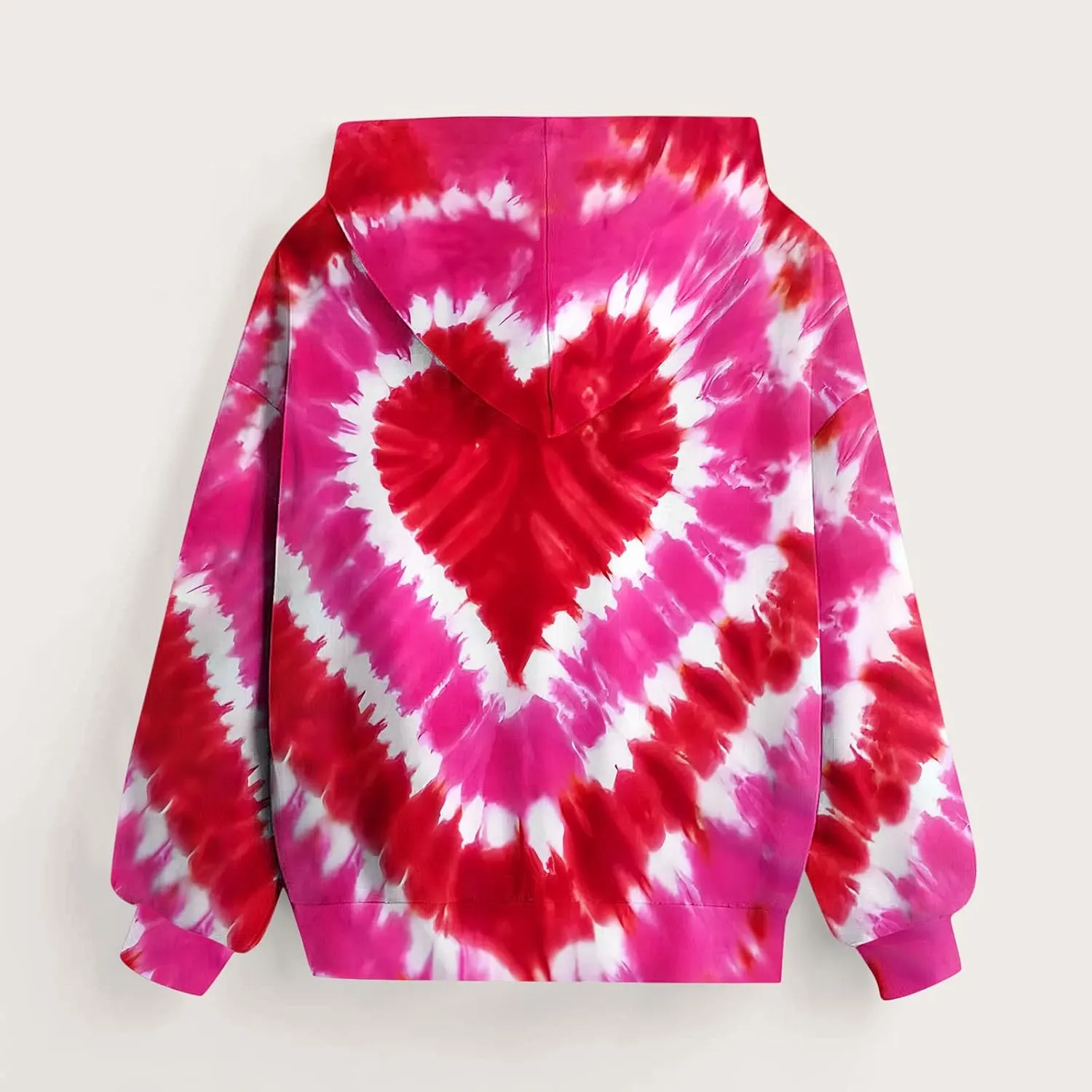 Oversized Hoodies For Teen Girl Cute Heart Graphic Pullover Tops Long Sleeve Hooded Girls Valentines Outfits Clothes
