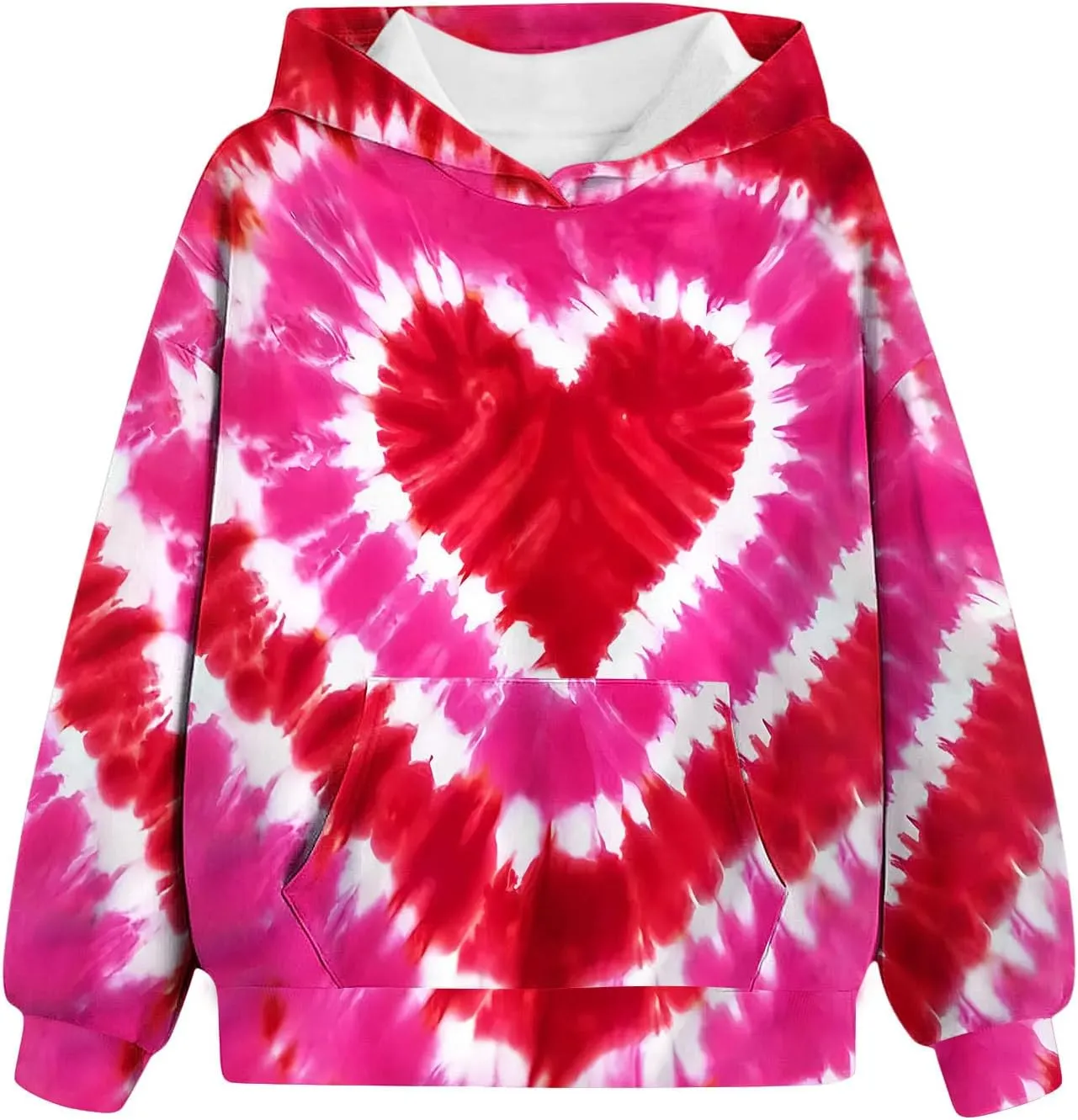 Oversized Hoodies For Teen Girl Cute Heart Graphic Pullover Tops Long Sleeve Hooded Girls Valentines Outfits Clothes