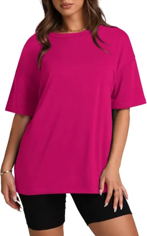 Oversized T Shirts for Women Summer Crewneck Short Sleeve Basic Tops Loose Fit