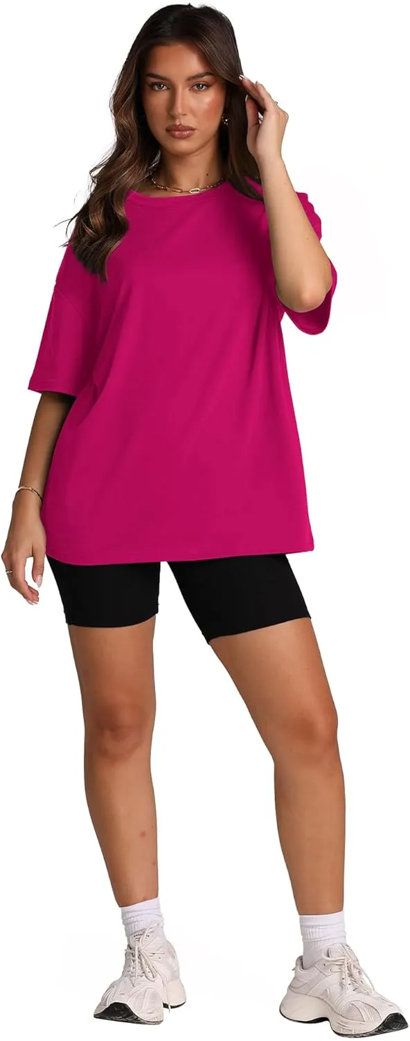 Oversized T Shirts for Women Summer Crewneck Short Sleeve Basic Tops Loose Fit