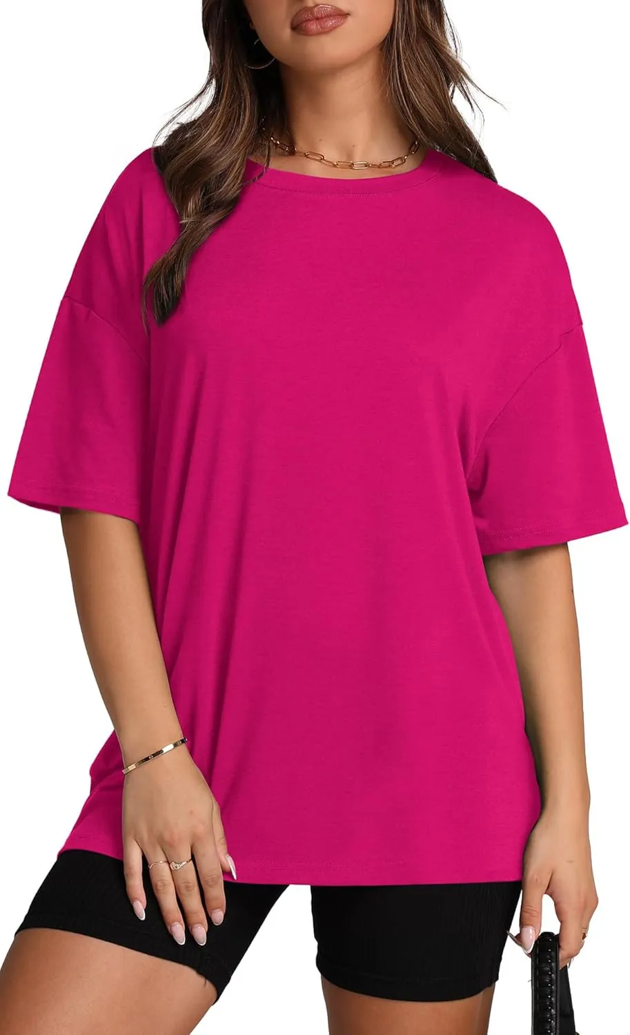 Oversized T Shirts for Women Summer Crewneck Short Sleeve Basic Tops Loose Fit