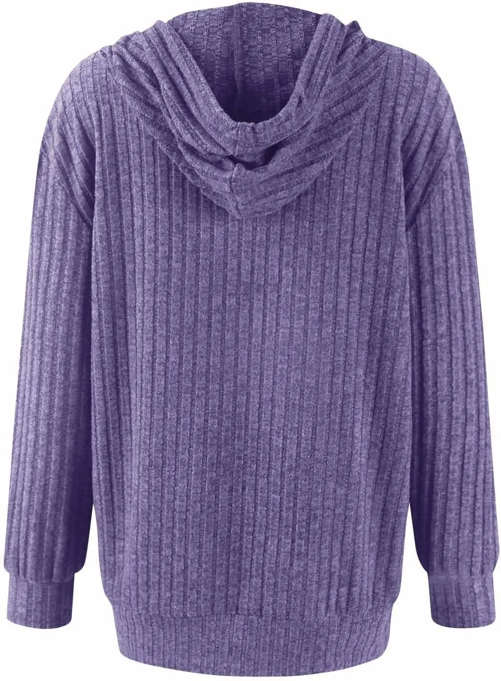 Oversized Zip Up Hoodie for Women Ribbed Chucky Knit Sweater Hoodie Lightweight Long Sleeve Shirt Tops with Pocket