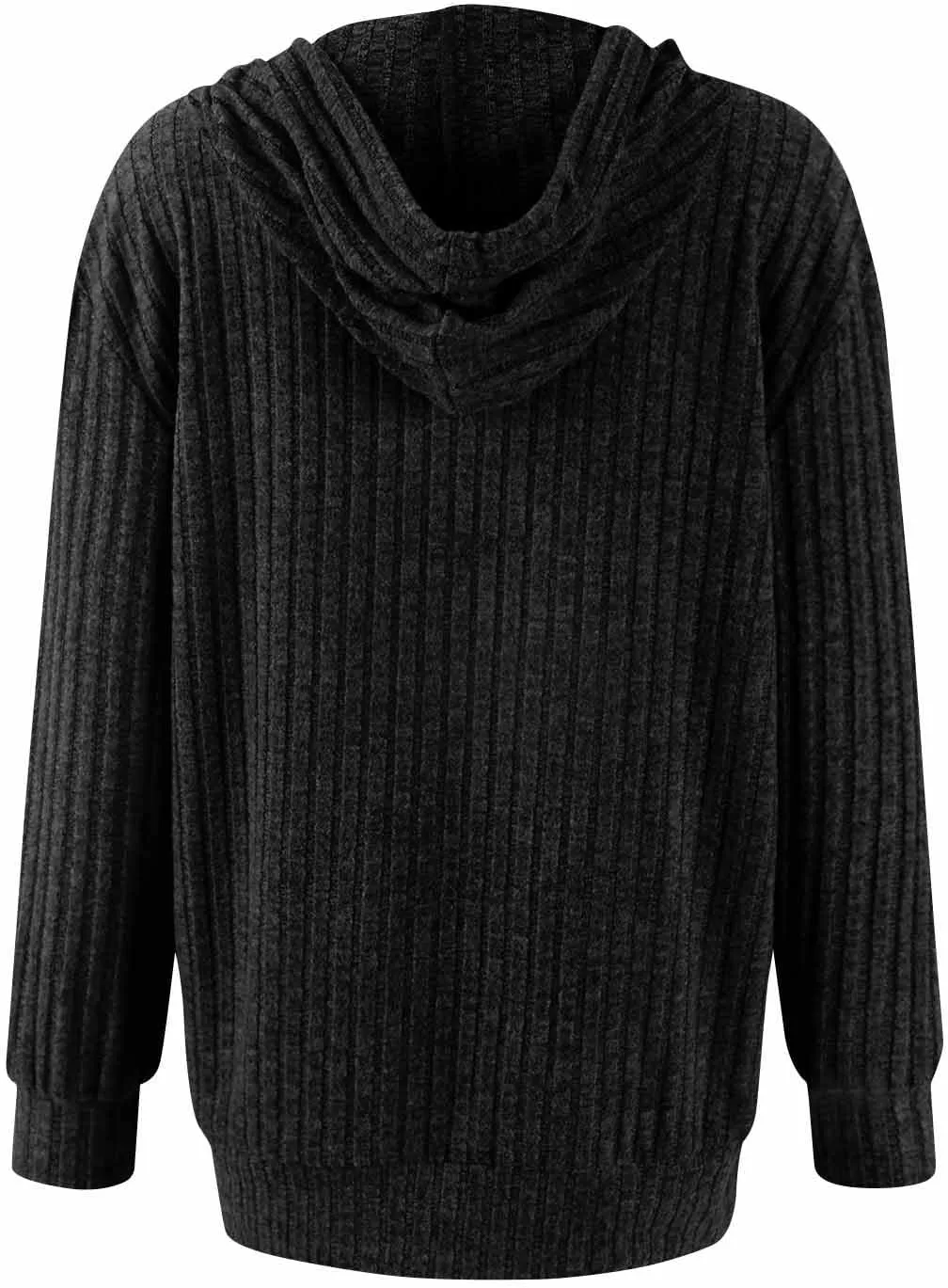 Oversized Zip Up Hoodie for Women Ribbed Chucky Knit Sweater Hoodie Lightweight Long Sleeve Shirt Tops with Pocket