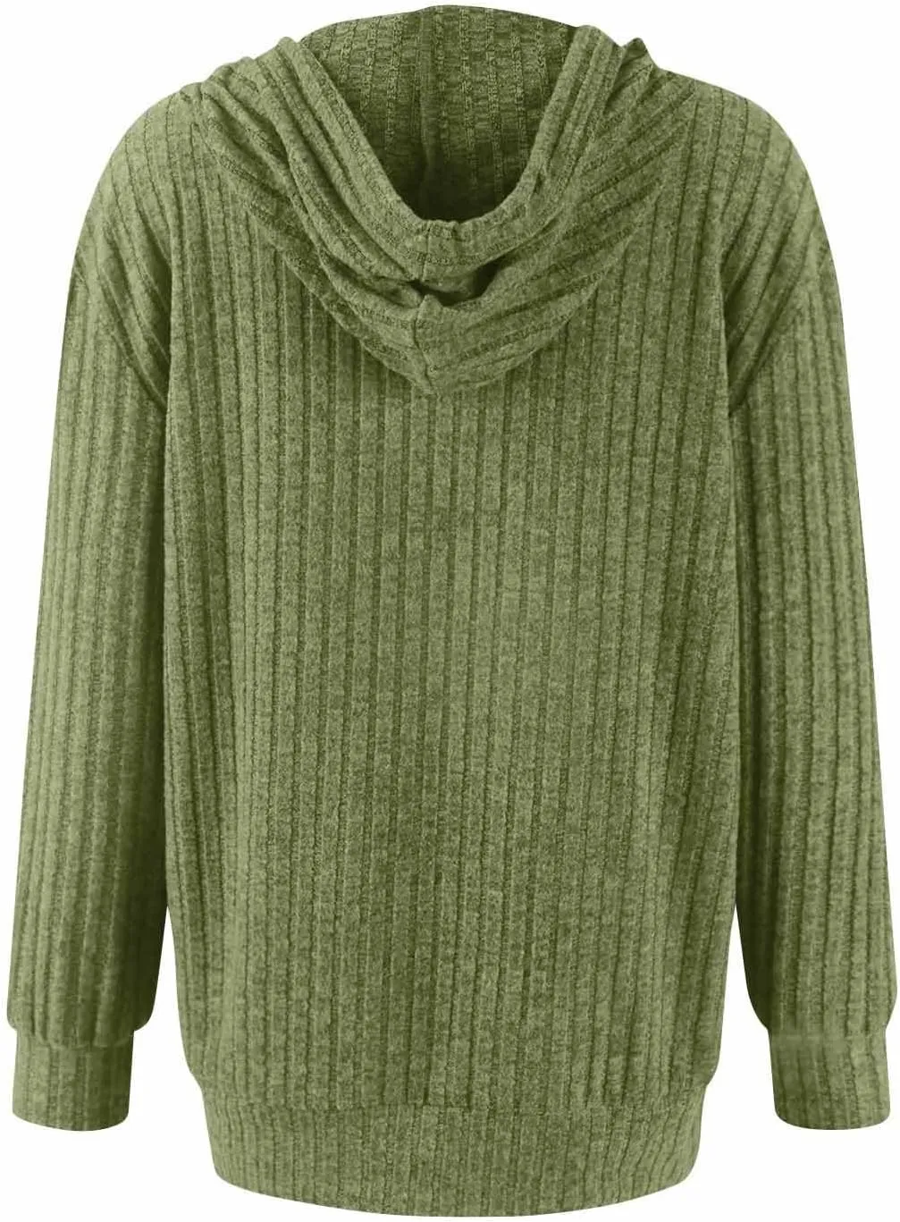 Oversized Zip Up Hoodie for Women Ribbed Chucky Knit Sweater Hoodie Lightweight Long Sleeve Shirt Tops with Pocket