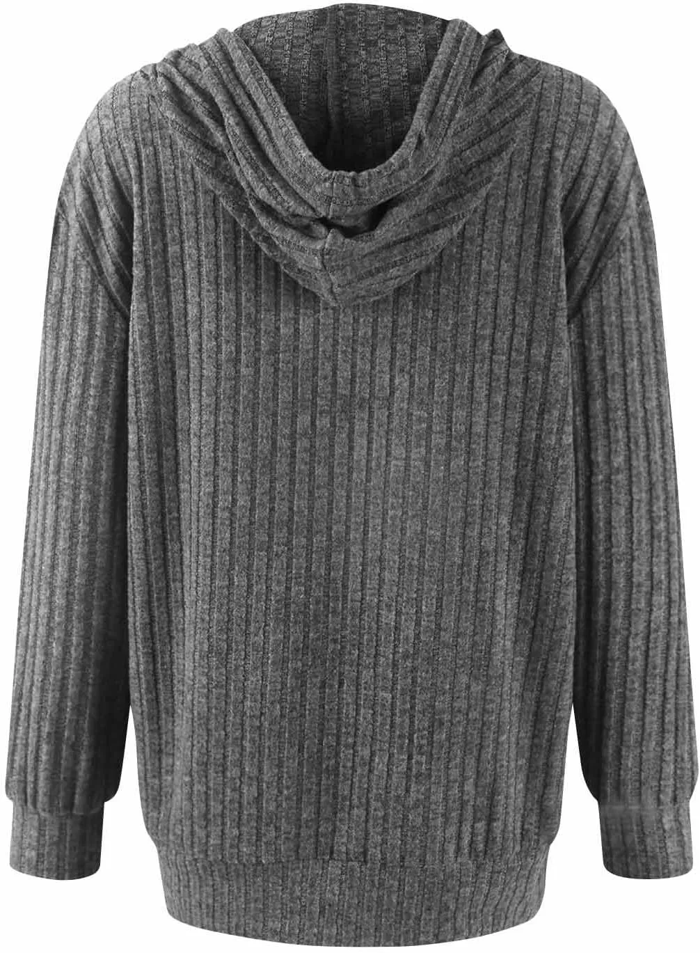 Oversized Zip Up Hoodie for Women Ribbed Chucky Knit Sweater Hoodie Lightweight Long Sleeve Shirt Tops with Pocket