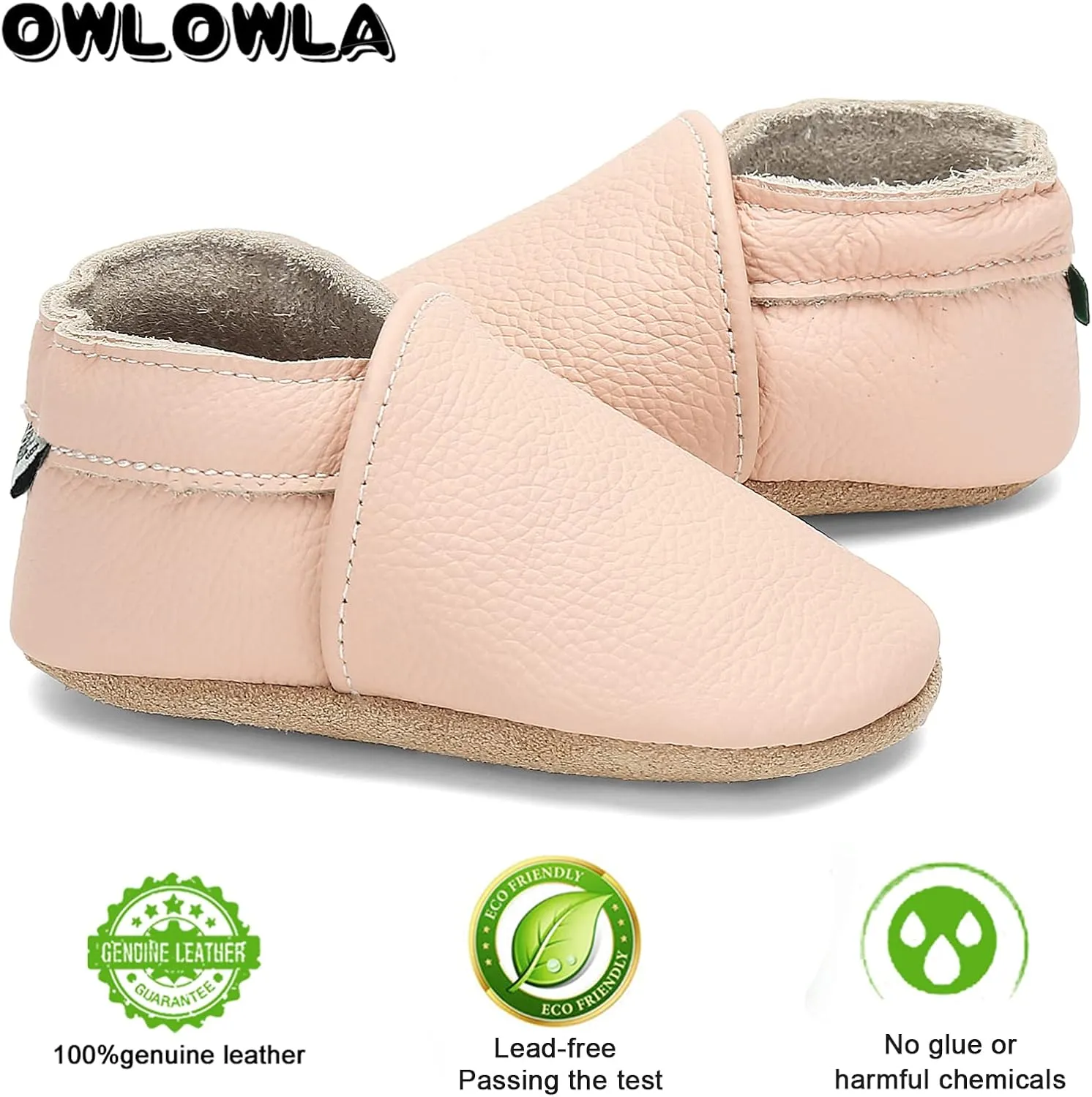 OWLOWLA Soft Sole Baby Shoes Leather Baby First Walking Crib Shoes Slip-on Baby Moccasins Infant Toddler Pre-Walker Shoes for Boy Girl