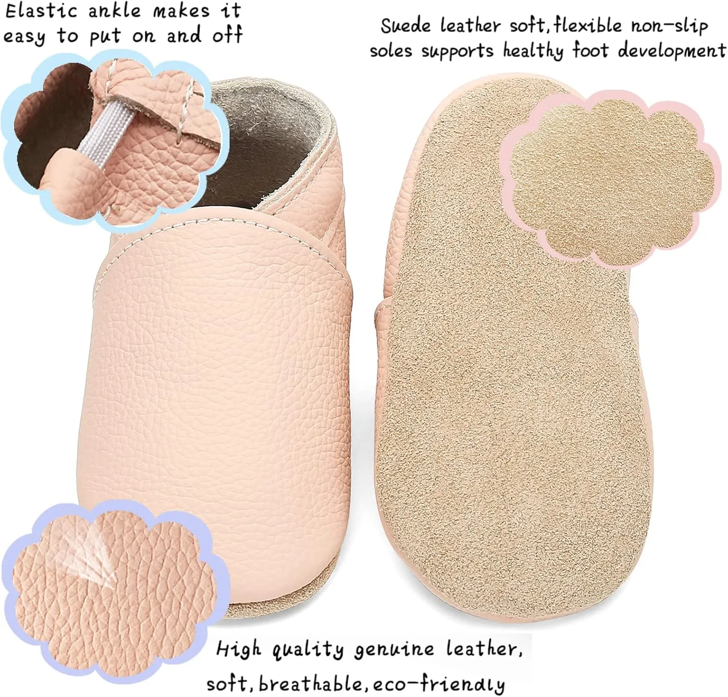 OWLOWLA Soft Sole Baby Shoes Leather Baby First Walking Crib Shoes Slip-on Baby Moccasins Infant Toddler Pre-Walker Shoes for Boy Girl