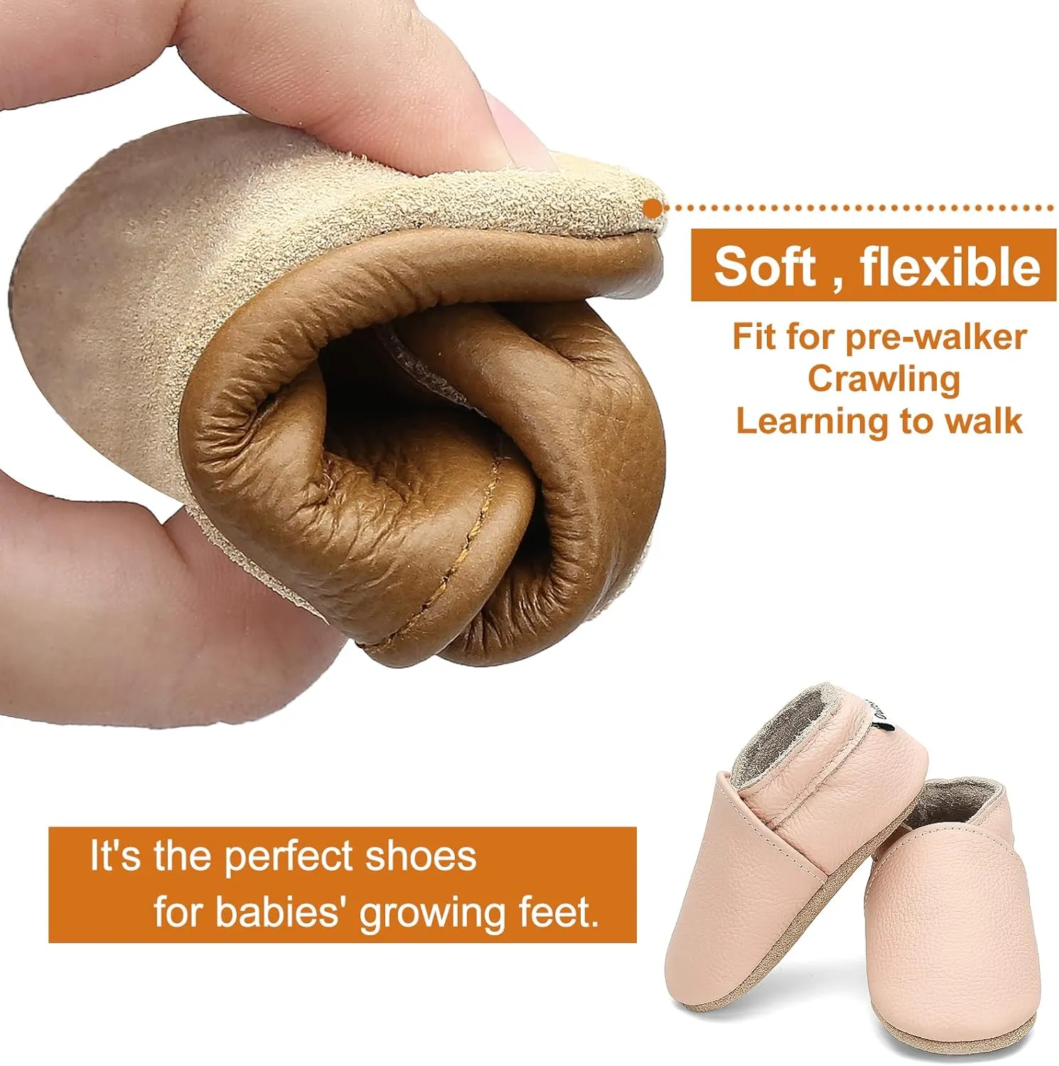 OWLOWLA Soft Sole Baby Shoes Leather Baby First Walking Crib Shoes Slip-on Baby Moccasins Infant Toddler Pre-Walker Shoes for Boy Girl